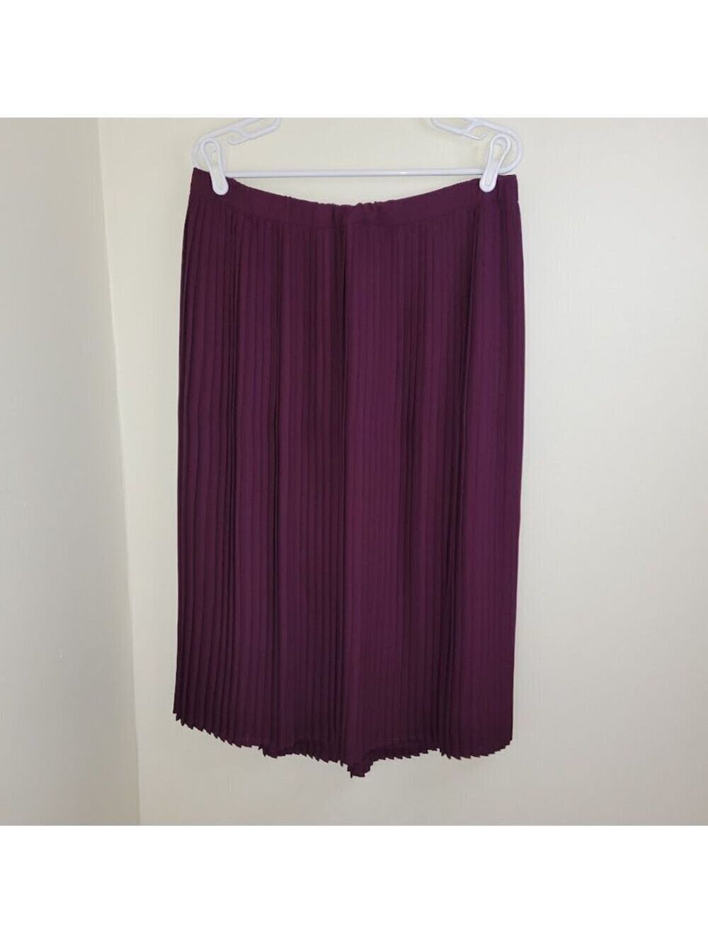 Eileen Fisher Knife Pleat Midi Skirt Purple Polyester Women's Size 12 - Picture 2 of 9